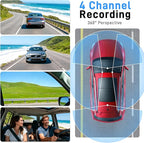 4 Channel Dash Cam 360 View Front Rear Left Right Car Camera,GPS and 5GHz Band WiFi,APP Control,G-Sensor,24H Parking Mode,8PCS IR Lights Night Vision,Wide Angle,WDR,Included Free TF Card