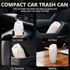 Car Trash Can with Lid - 1-Pack, Interior Accessories for Vehicles, Leakproof Garbage Can with 15 Detachable Trash Bags, Multipurpose Organizers and Storage Solutions for Home and Office (Beige)