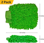 HI DETAIL Chenille Microfiber Car Wash Mitt 2 Pack, Premium Super Absorbent Scratch Free Car Wash Brush, Green 10" x 8"