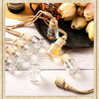 Zubebe 300 Pcs Hanging Car Air Freshener Diffuser Bottles Empty Bulk 8ml Clear Glass Essential Diffuser Oil Pendant Bottle Refillable Automotive Aromatherapy Fragrance Perfume Containers, Cylindrical