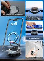 Car Phone Holder for Magsafe Car Mount 360° Adjustable Vacuum Magnetic Phone Holder 98LBS Suction Zinc Alloy Foldable Car Cell Phone Holder iphone Home Travel for iPhone 17 Pro Max 16 Christmas Gifts
