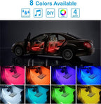 Led Interior Car Lights, Controller Led Lights for Cars, Multicolor Music Underglow Lighting Kits with Wireless Control and Sound Active Function, 4pcs 48 USB LED Interior Lights, DC 5V