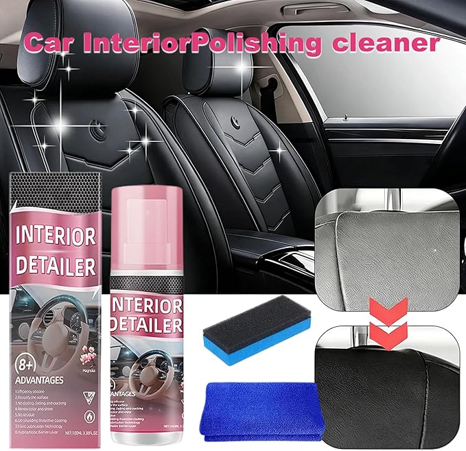 2026 Upgrade Interior Detailer Spray - All Purpose Car Interior Cleaner for Leather, Dash & Plastic, Polishing Cleaner Car Interior Spray with Protective Shield & Fresh Scent (3 Pack)