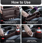 Car Seat Gap Filler Organizer with Cup Holder, Universal Fit Soft Leather Car Box Storage, Automotive Car Accessories Necessities for Phones Keys Sunglasses Cards (1 Pack brown)
