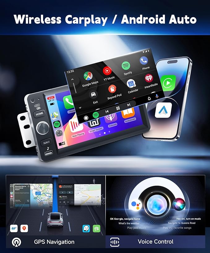 Car Stereo for Chevrolet Chevy Silverado Impala Tahoe GMC Sierra Yukon Hummer 2+64G Car Radio 5G WiFi Wireless Carplay Android Auto,7“ IPS,GPS,FM,SWC,Bluetooth,Backup Camera Plug-and-Play