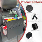 Witaxima 2 Pack Upgraded Car Seat Organizer Backseat with Storage Pockets, Multipurpose Car Organizer Hanging Car Trash Bag Premium PU Leather Garbage Can 2.14 Gallon Large Capacity Accessories Black