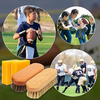 Football Prep Kit – Premium Leather Conditioning Set with 2 Wax Bars & Dual Brushes (Horsehair & Hog Bristle) for Enhanced Grip & Durability