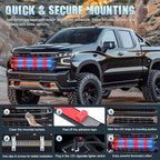 Nilight 2PCS 24 inch Truck Grille Strobe Lights Strip 384 LED Emergency Light Red Blue Flexible Side Flashing Warning Caution Safety Waterproof Lighting Kit for Trucks Tow Plow Construction Vehicles