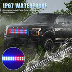 Nilight 2PCS 24 inch Truck Grille Strobe Lights Strip 384 LED Emergency Light Red Blue Flexible Side Flashing Warning Caution Safety Waterproof Lighting Kit for Trucks Tow Plow Construction Vehicles