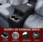 time secret Universal Center Console Between Seat for Minivans, SUVs, Middle Van Console Floor Console Organizer Storage Box (with Locking&Tissue Box Design)