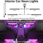 Car Led Lights Interior, Interior Car Lights with USB Adapter, 5V LED Strip Light with Smart APP Remote Control, Sync Music, Color Change Cars Light for Inside, Cars Accessories for Women Men