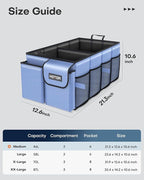 HOTOR Trunk Organizer for Car - Car Organizer, Foldable Trunk organizer for SUVs & Sedans, Sturdy Organization for Car Accessories, Tools, Sundries, Blue, 2 Compartments, 21.3"×12.6"×10.6" | Foldable, Sturdy Organization, for Car Accessories, Tools, Su...