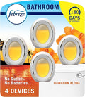 Febreze Bathroom Air Freshener, Odor-Fighting, Plug In Alternative, Air Fresheners for Small Spaces in Home, Bathroom, Kitchen, & Closet, Pet & Litter Box Odor Fighter, Hawaiian Aloha Scent, 4ct