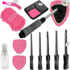 Car Detailing Kit-Car Wash Kit-Detailing Brush Set- Cleaning Kits with Windshield Cleaner and Wash Sponge-Car Interior Cleaning Kit-Car Cleaning Supplies for Windows, Dashboard, Air Vents (pink)