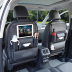 Viaviat Car Seat Organizers Waterproof Backseat Protector with Storage Pocket Large Leather Kick Mats for Kids Pets Automobile SUV Truck (Black, Large Pocket)