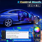 RGB Acrylic Interior Car LED Strip Light with Wireless APP, 14 in 1 with 175 inches 593 LEDs Neon LED Strip Light, 16 Million Colors Dynamic Music Sync Car Ambient Lighting Kits