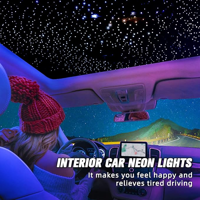 16W Starlight Headliner Kit, Star Lights for Car Roof&Home Decoration, Fiber Cable 570pcs of(0.03+0.04+0.06in)*13.1ft RGBW Star Light Headliner with Bluetooth APP/Remote/Music Mode
