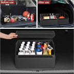JEYODA Suede Leather Trunk Organizer, Large Capacity Soft Car Organizers and Storage,foldable,with lip, for Car SUV/Jeep/Sedan/Home/Camping (Black,Small)