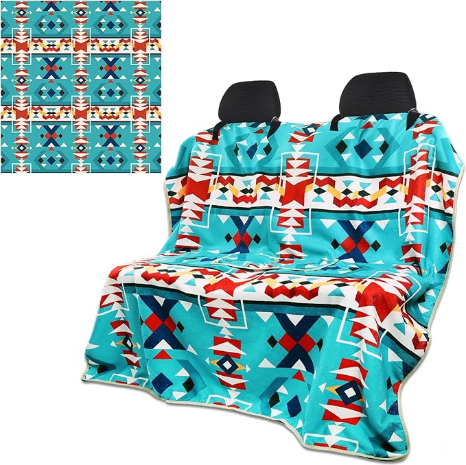 Lonfliness Car Seat Cover Towel Non Slip Back Seat Car Seat Towel Athletic Running Towel Washable Seat Cover for Gym Workout Sweat Outdoor Sport Beach Hiking Yoga (Navajo Tribal)