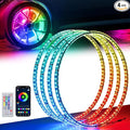 Ehaho 15.5" Double Row Wheel Lights, Brighter RGB Dream Chasing LED Rim Lights with App & Remote Control, Music Wheel Ring Light with Turn & Braking Signal Compatible with Various Trucks SUV Car（4PCS）
