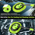 Car Wash Brush with Long Handle - 15° Curved Extendable Car Wash Mop,Soft Car Washing Brushes with Extra Microfiber Mop Head for Truck SUV Cleaning Not Hurt Paint Scratch Free