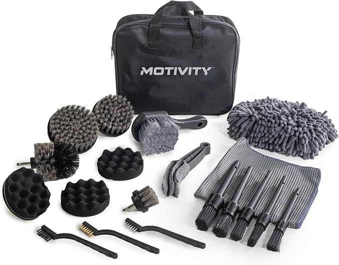 21-Piece Car Detailing Kit, Drill Brush Attachment Set for Car Cleaning, Auto Detail Brushes, Wheel & Tire Brush, Ideal for Interior and Exterior Cleaning – Drill Not Included