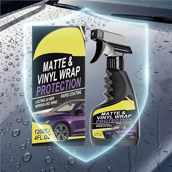 Car Interior Cleaning Spray - 120ml Matte Coating Hydrophobic UV Protection - Car Wrap Cleaner Detailer - for Stain Dust Oil Film Removal, Door Panel Seat Rubber Wheels