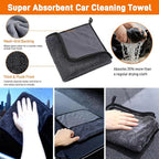 XINDELL Windshield Cleaner Tool, Extendable Car Window Cleaning Kit with 360° Rotating Head, All Purpose 10pcs Interior Exterior Glass Cleaner for Cars Trucks SUVs, with Microfiber Pads & Towels