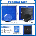 KUNAL 1 PCS Clay Towel Auto Detailing & 1 PCS Car Wash Clay, Microfiber 12in*12in Towel for Cleaning & Release of Paint Contaminants, Road Grime, Light Overspray, Debris