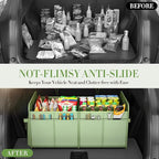 titiyiof Trunk Organizer For Suv & Sedan,Car Organizers and Storage, Waterproof Collapsible & Adjustable Straps,70L Sturdy Car Organization for Car Accessories, Tools,Sundries,2-3Compartment（Green