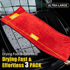 ThinkLearn 3-Pack Car Drying Towel-Microfiber Extra Large Towels for Cars(59"x24"), Ultra-Absorbent, Scratch & Streak Free, 1300 GSM, Twisted-Loop Cleaning Cloth for Truck, SUV, Car Accessories, Red