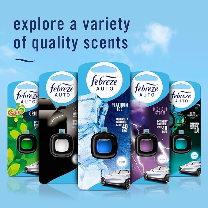 Febreze Odour-Fighting Auto Air Freshener, Car Vent Clip, Old Spice Fiji, 4ct