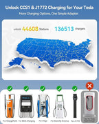 Ecogenix Upgraded 2In1 CCS & J1772 to Tesla Adapter, 250KW Fast CCS1 to Tesla Charging Adapter, ONLY Fit for Tesla Model Y, 3, S, X, Compatible with Level 1 2 3 Charging Stations with CCS1& J1772