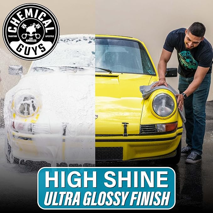 Chemical Guys CWS21216M Car Wash Starter Bundle - HydroSuds Ceramic SiO2 Shine High Foaming Car Wash Soap, 16 oz, Berry Scent + Chenille Wash Mitt (2 Items) Works on Cars, Trucks, SUVs, RVs & More