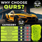 Never Ride Stock 2 Pack Microfiber Car Wash Mitt – Scratch-Free Chenille, Extra Thick & Ultra Absorbent – Safe for Black & Dark Paint – Lint-Free, Reusable Auto Cleaning Glove