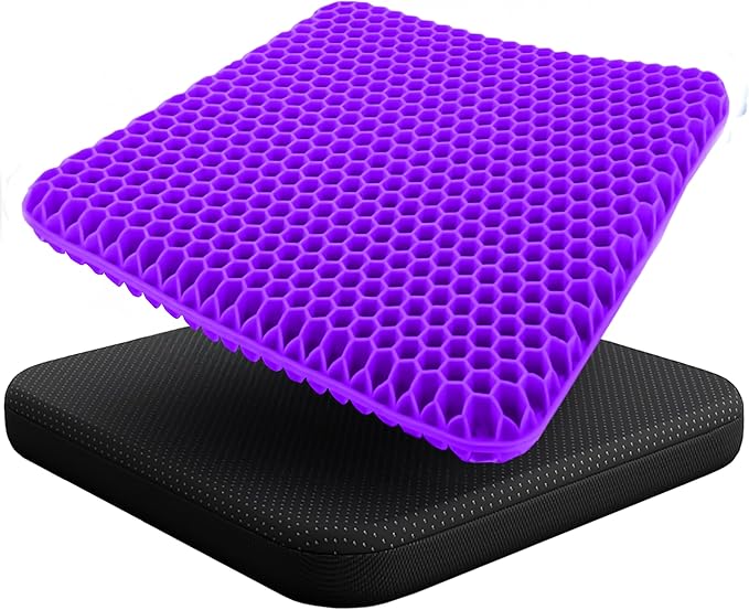 EcoNour Gel Seat Cushion for Long Sitting (Large & Thick) - Pressure Relief Honeycomb Support for Back, Sciatica, Coccyx, Hip & Tailbone Pain | Seat Pad for Office Chair, Wheelchair & Car