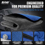 Airlab Microfiber Towels for Cars Wash Drying Thick Plush Cleaning Cloth Auto Detailing Super Absorbent for Interior & Exterior Lint Free, Streak Free, 35 x 24 Inch, 500 GSM, Pack of 1