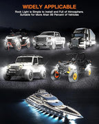 White Rock Lights,LEDMIRCY R1 LED Rock Lights Kit with Toggle Switch Wiring Harness 16PCS Luces para Carro for Trucks ATV UTV Under Glow Light High Power IP68 Waterproof