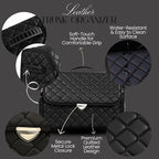 Leather Trunk Organizer with Lid for Suv and more, Foldable Car Organizer, Car Organizers and Storage with Pockets, Non-Slip Design (Black-Black)