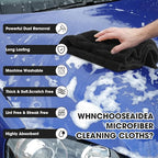 Shimeyao 30 Pcs 16 x 16 Inch Edgeless Microfiber Plush Towels for Cars Detailing Drying Wash Polishing Absorbent Cleaning Cloths, 500 GSM (Black)