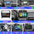 for Android Compatible with Wirelessly Carplay Android Auto,Car Radio Stereo Bluetooth Navigation GPS WiFi FM/AM 8 core 4GB+64GB 1280X720 Touchscreen Rear Camera for Toyota Camry 2012-2014