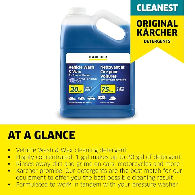 Kärcher Pressure Washer Car Wash Kit - Car Soap Concentrate, Foam Cannon Nozzle for K1-K5 Electric Washers