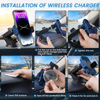 Wireless Car Charger, Fast Charging 15W Auto Clamping Car Charger Phone Holder Phone Mount for iPhone17 16 15 14 13 12 11 Pro Max Xs, Samsung Galaxy S24 Ultra S23 S22 S21 S20 S10+ Note 9, etc