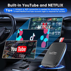 2026 New Wireless CarPlay Adapter Support Netflix/YouTube/TF, 5-in-1 Android Auto & Carplay Adapter with USB-A and USB-C Cables,Convert Wired to Wireless Apple Dongle, Video Box Car Play for iOS 10+