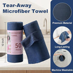 Jessy Home 2 Roll Reusable Paper Towels,100 Sheets Tear Away Microfiber Cleaning Cloth, Lint Free Cleaning Rags for Kitchen, Dishcloth,Household Cleaning Supplies