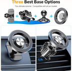 Romuto for MagSafe Car Mount【2800gf Strongest Magnetic】Magnetic Phone Holder for Car Dash【360° Adjustable】3 IN 1 Car Phone Holder Mount Magnetic Car Mount for iPhone 17 Pro Max Air 16 15 Magsafe Case
