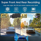 Mirror Dual Dash Camera for Car, Dashcam 4K Front 2.5K IMX335 Rear View/ADAS BSD LCA Wi-Fi&APP WDR Night Vision G-Sensor Loop Recording Parking Monitor 64GB Card