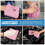 FIXSMITH Microfiber Cleaning Cloth, Shop Towels Bulk, 24 Pack Pink Microfiber Towels for Cars, All-Purpose Absorbent Cleaning Rags, Dust Cloth for Automotive, Mechanic, Garage, Bar, 12 x 11 inch