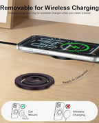 MagSafe Finger Ring Phone Holder with Kickstand, Magnetic Grip Stand for iPhone 17e/17 Pro Max/Air/16e/16 Plus/15/14/13/12 Samsung Galaxy & Pixel, Stick-On for MagSafe Car Mount, Gym & Metal Surfaces