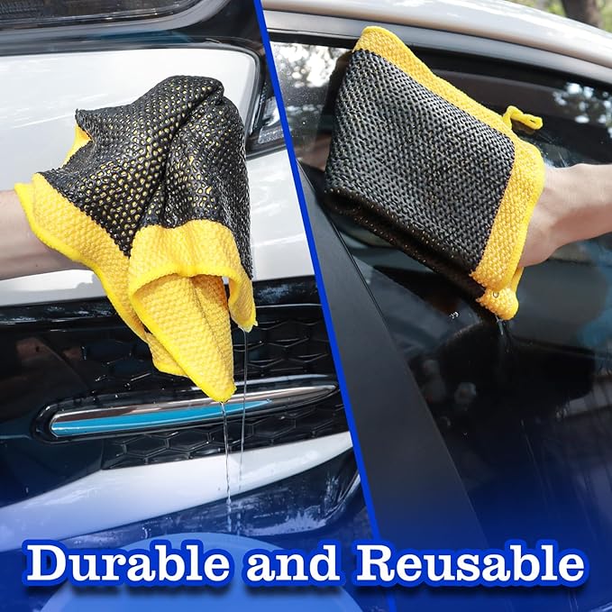 Clay Towel Auto Detailing - 12 Inch Synthetic Clay Decontamination Towel Clay Scrubber for Car Detailing, Scratch-Free Autocare Detailing Polishing and Sealant (Yellow)
